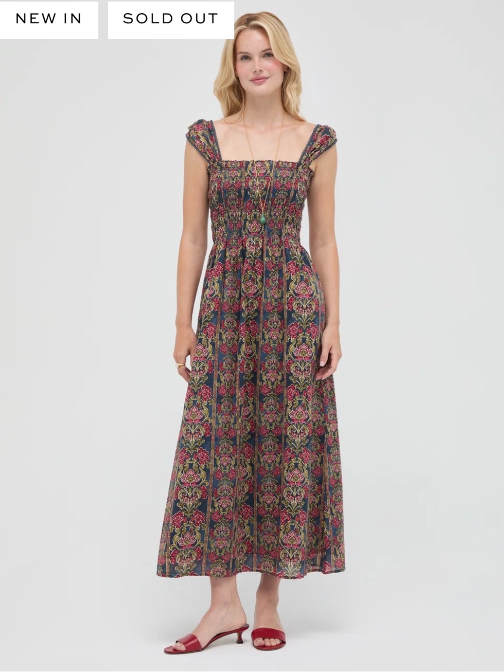 Hill House Home The Harper Nap Dress in Stowell Medallion Stripe Navy Multi